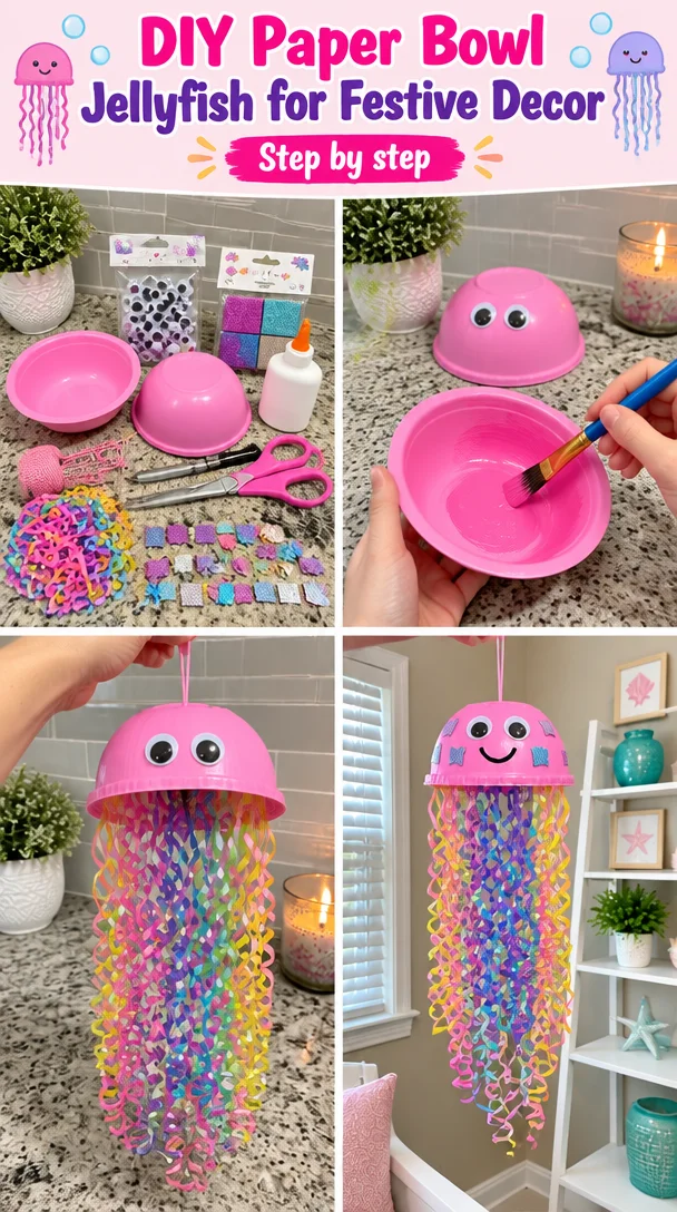 DIY Paper Bowl Jellyfish for Festive Decor