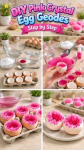DIY Pink Crystal Egg Geodes