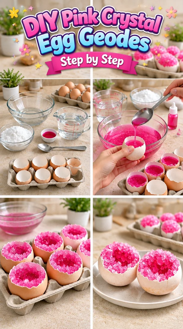 DIY Pink Crystal Egg Geodes
