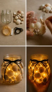 DIY Seaside Jar Lantern with LED Lights