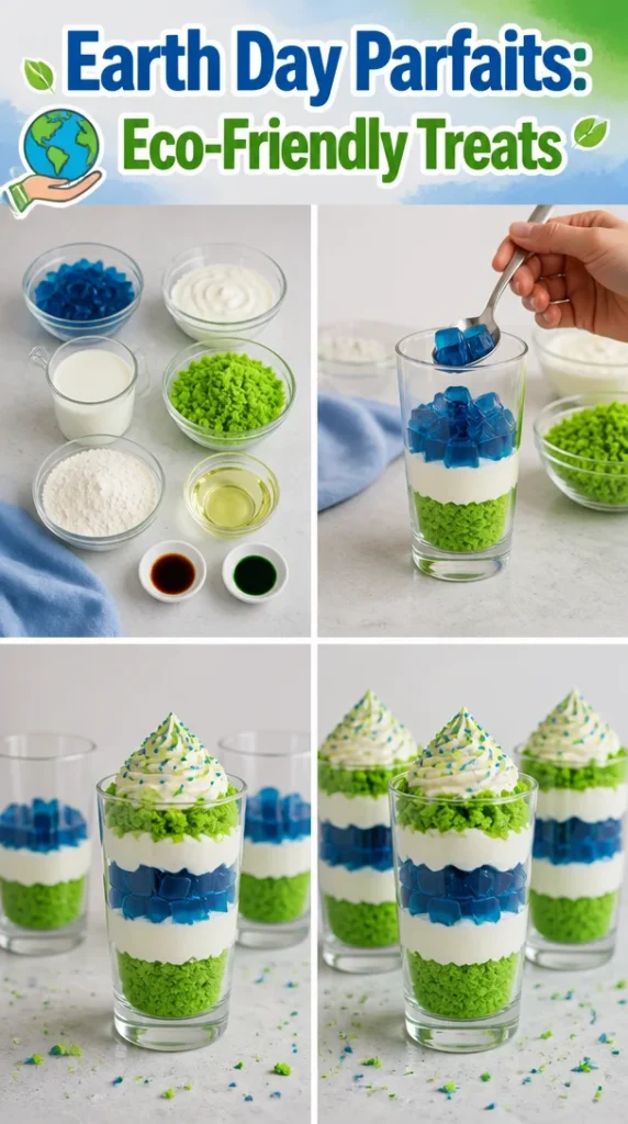 Eco-friendly parfaits for Earth Day featuring fresh fruits and natural ingredients