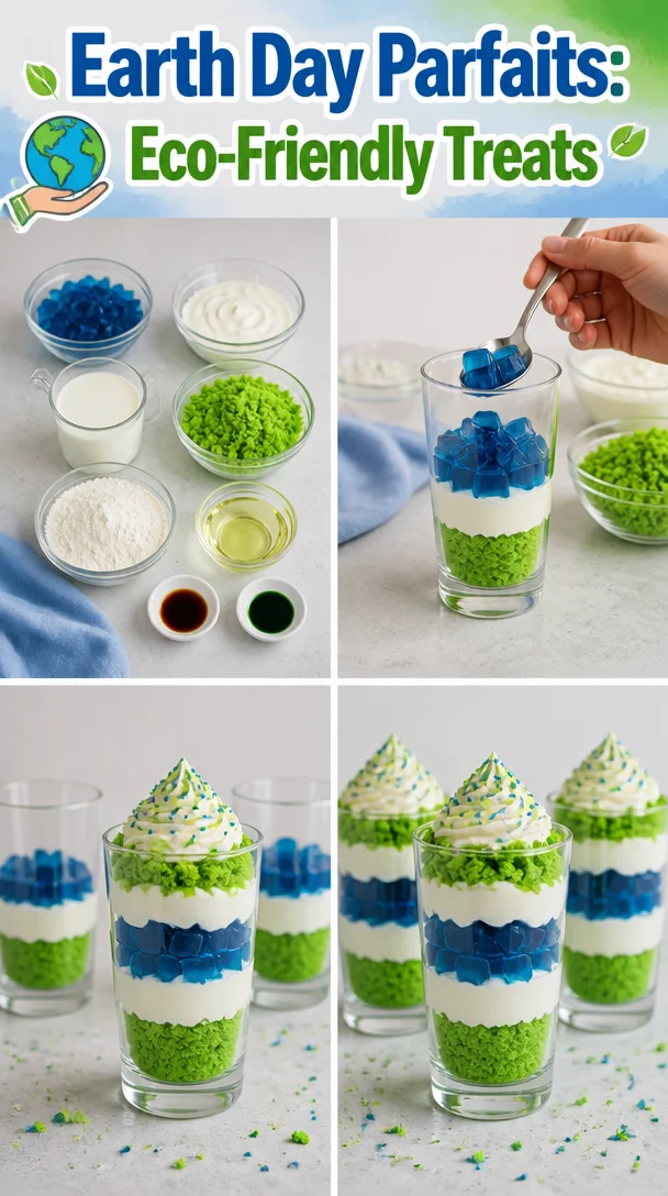 Eco-friendly parfaits for Earth Day featuring fresh fruits and natural ingredients