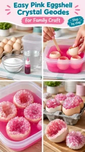 Easy Pink Eggshell Crystal Geodes for Family Craft