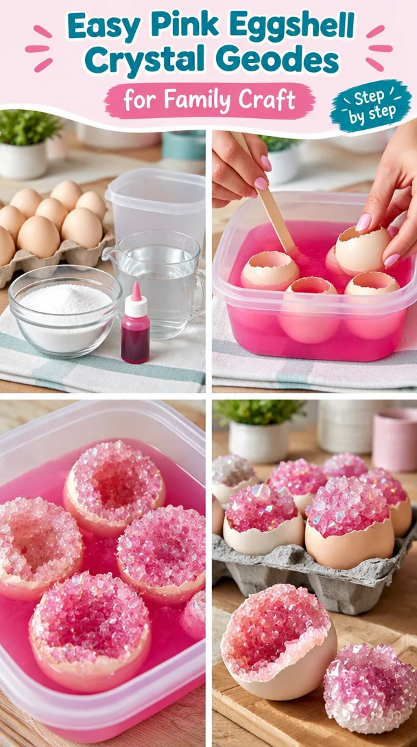 Easy Pink Eggshell Crystal Geodes for Family Craft