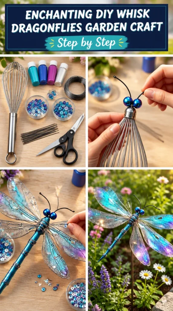 Enchanting DIY whisk dragonflies garden craft decoration for outdoor spaces.