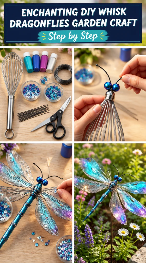 Enchanting DIY whisk dragonflies garden craft decoration for outdoor spaces.