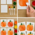 Fork-Painted Pumpkins: Textured Autumn Art