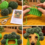 Free Crochet Cat Hat Pattern with Broccoli Design