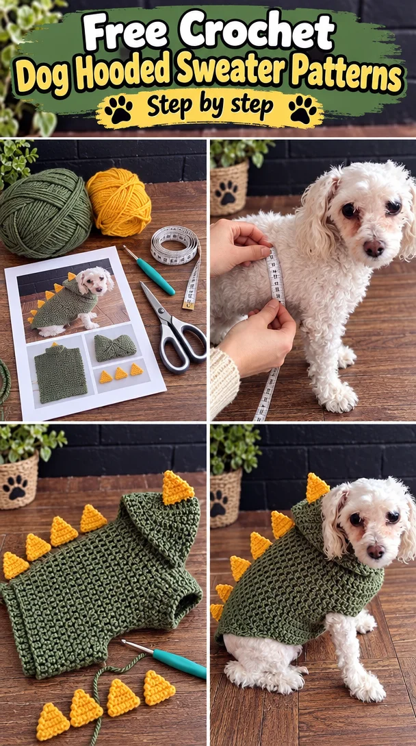 Crochet dog hooded sweater pattern for stylish pet wear