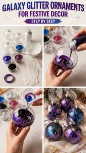 Galaxy Glitter Ornaments for Festive Decor