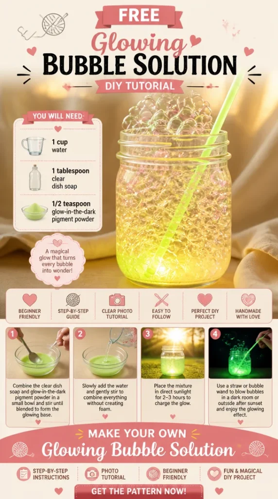 Bottle of glowing bubble solution for creating colorful bubbles