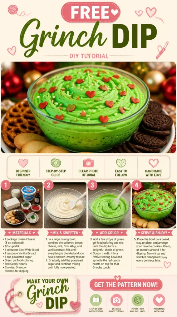 A festive green Grinch Dip served in a bowl for holiday celebrations.