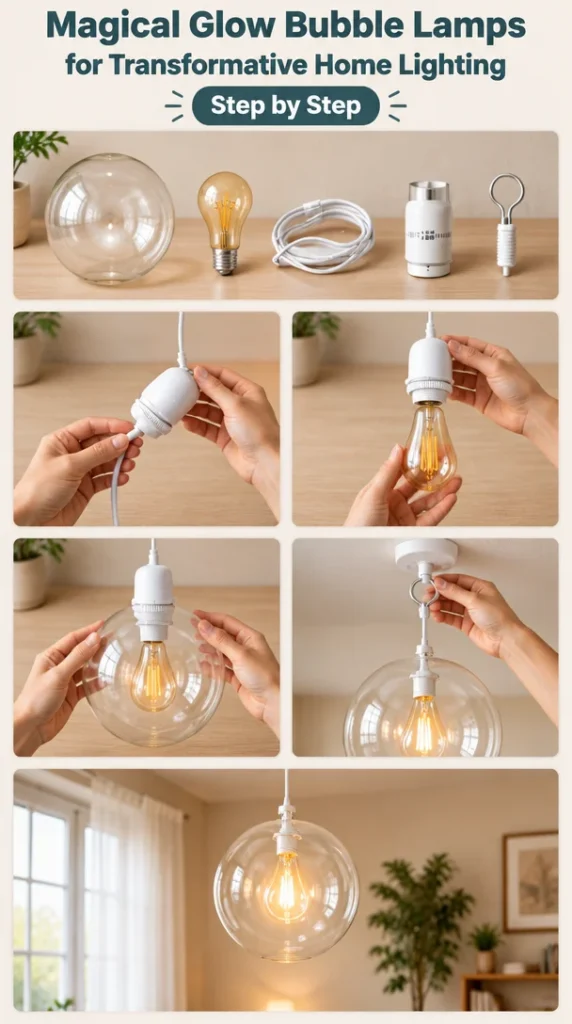 Magical glow bubble lamps illuminating a cozy home environment