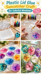 Plastic Lid Glue Suncatcher Craft for Colorful Windows