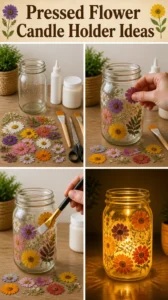 Pressed Flower Candle Holder Ideas