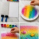 Rainbow Ocean Painting with Bubble Wrap