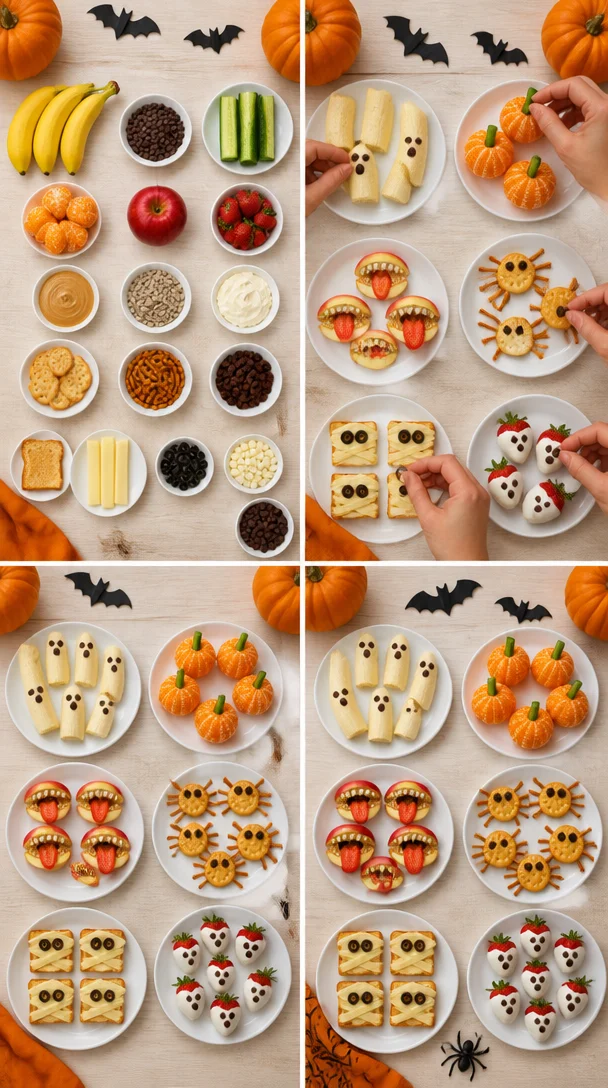 Six fun and easy Halloween snacks for kids, perfect for parties.