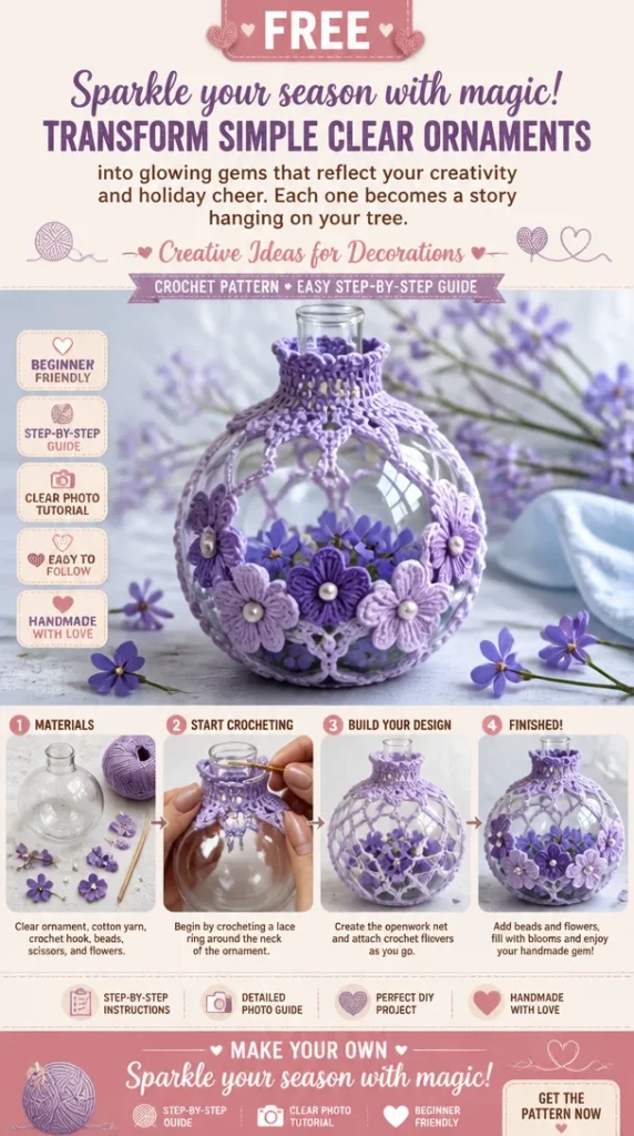 Creative holiday decorations using clear ornaments as glowing gems.
