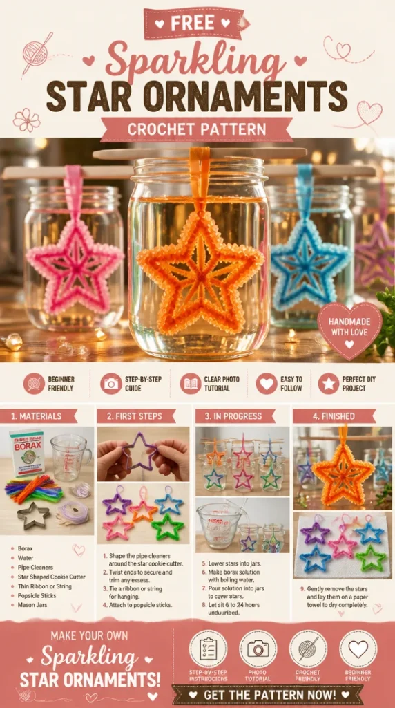 Sparkling star ornaments for festive holiday decoration