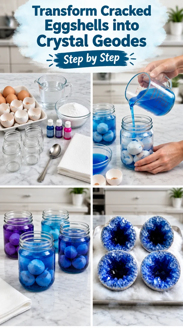 Transform Cracked Eggshells into Crystal Geodes