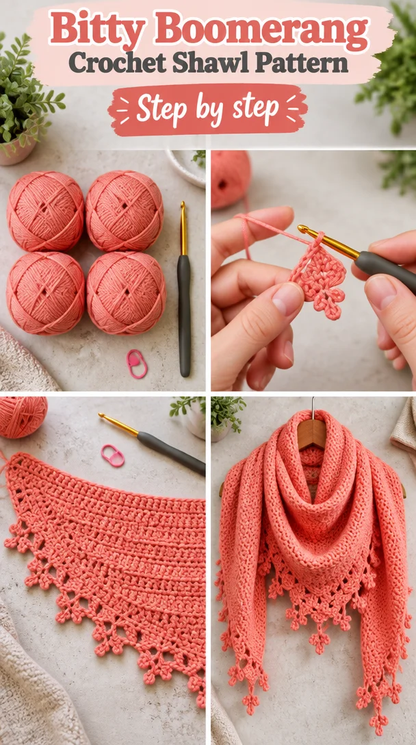 Bitty Boomerang Crochet Shawl Pattern