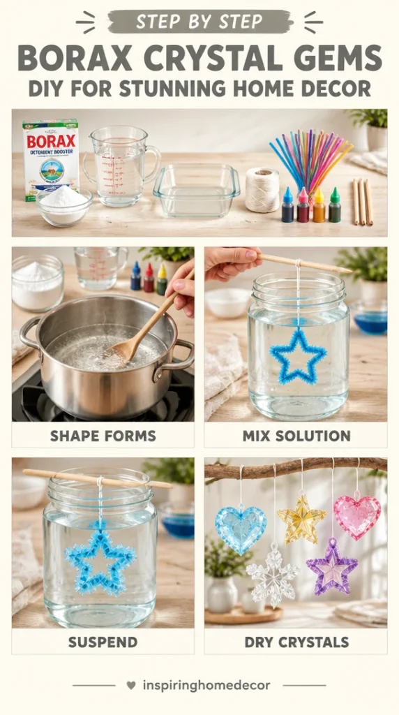 DIY Borax crystal gems for beautiful home decor