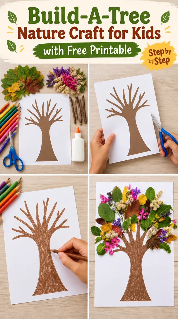 Build-A-Tree Nature Craft for Kids with Free Printable