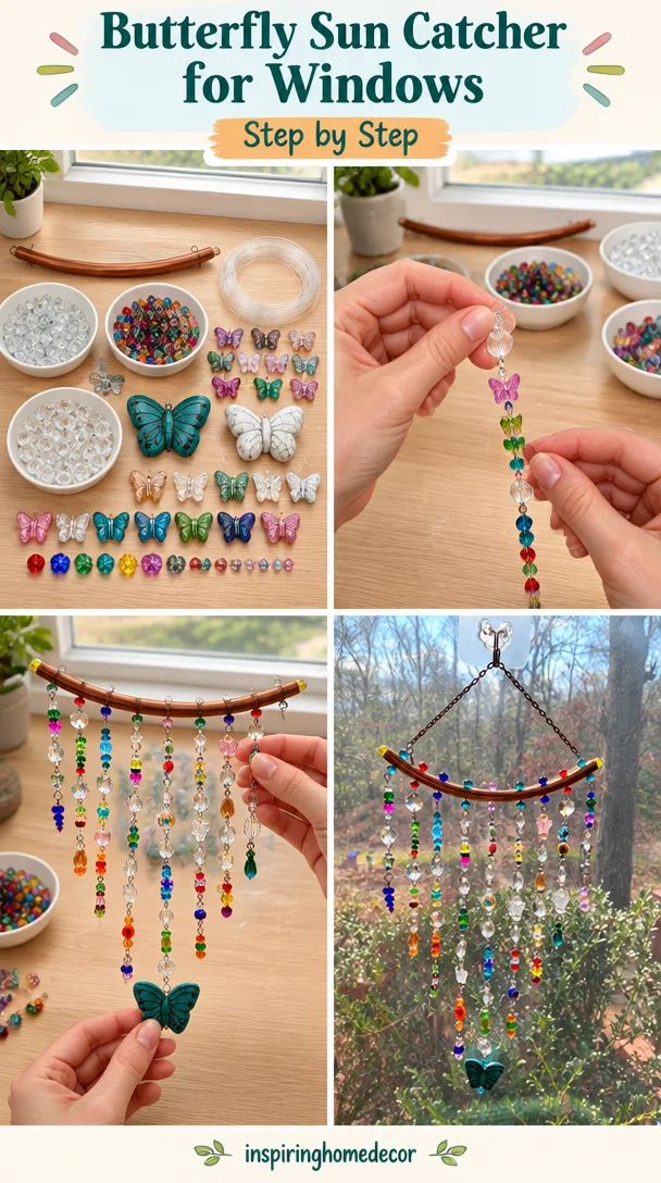 Butterfly Sun Catcher For Windows Crystal Prism Rainbow Maker