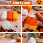 Candy Corn Crochet Plushie for Halloween