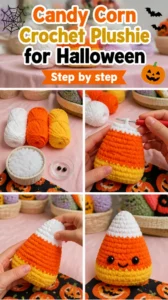 Candy Corn Crochet Plushie for Halloween