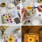 Charming Candle Holder with Pressed Flowers