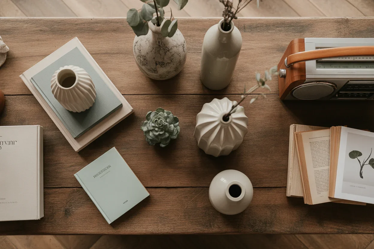 Charming Wooden Floating Shelves for a Cozy Living Room