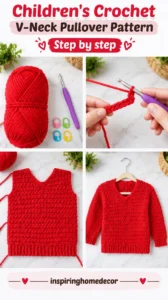 Children’s Crochet V-Neck Pullover Pattern
