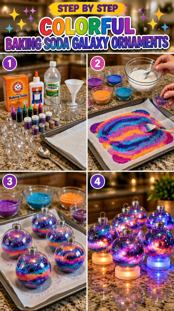 Create Stunning Colorful Baking Soda Galaxy Ornaments with Easy Steps