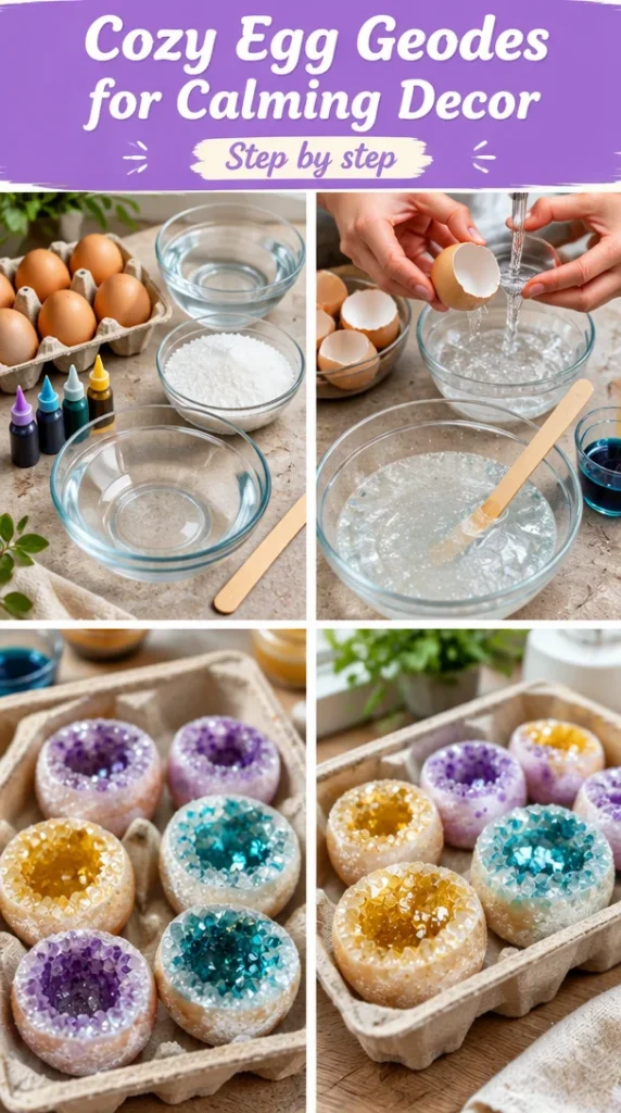 Beautiful cozy egg geodes for serene home decor and calming aesthetics.