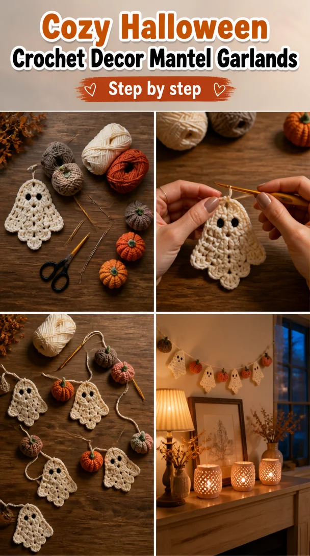 Cozy Halloween Crochet Decor Mantel Garlands