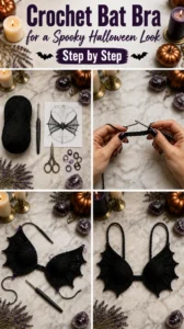 Crochet Bat Bra for a Spooky Halloween Look