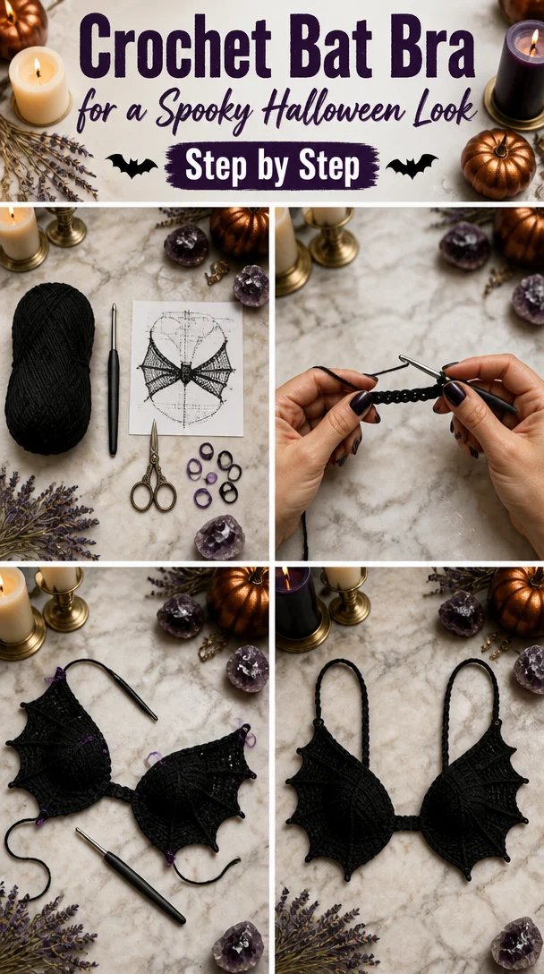 Crochet Bat Bra for a Spooky Halloween Look