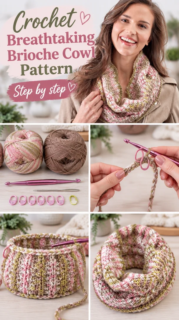 Crochet Breathtaking Brioche Cowl Pattern