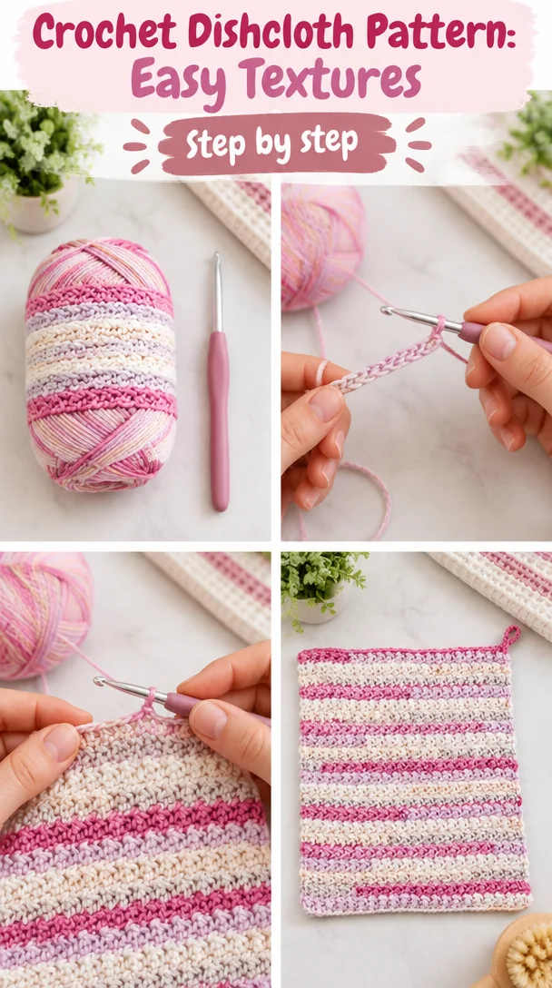 Crochet Dishcloth Pattern: Easy Textures