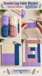 Crochet Log Cabin Blanket Tutorial Pattern