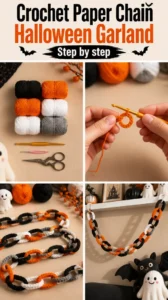 Crochet Paper Chain Halloween Garland