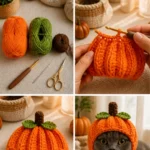 Crochet Pumpkin Cat Hat Pattern for Cats