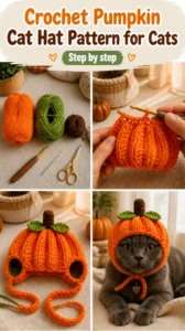 Crochet Pumpkin Cat Hat Pattern for Cats