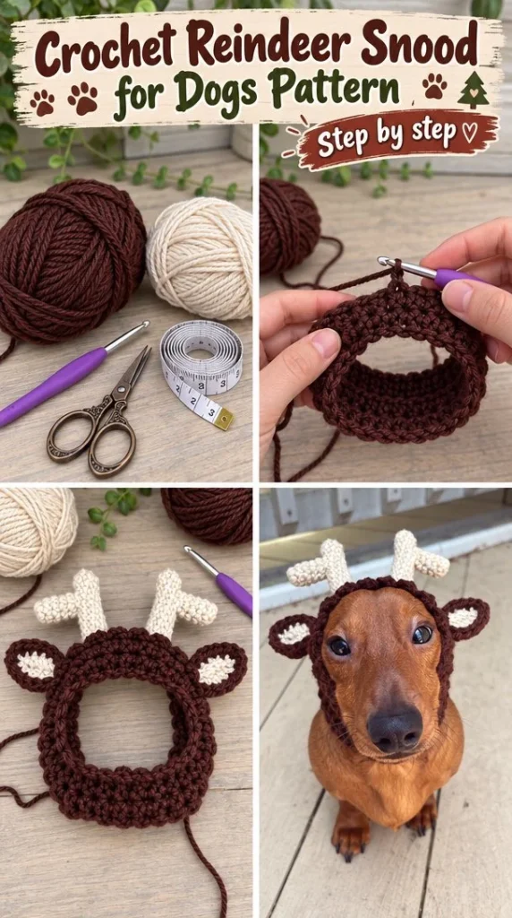Crochet Reindeer Snood Pattern for Dogs - festive dog accessory