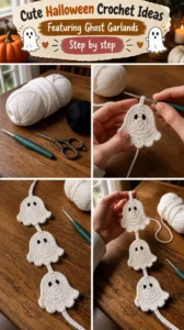 Cute Halloween Crochet Ideas: Ghost Garlands
