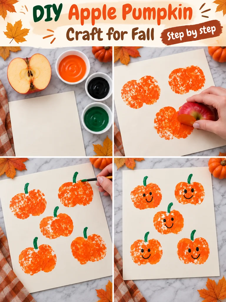 Colorful DIY Apple Pumpkin Craft for fall decoration