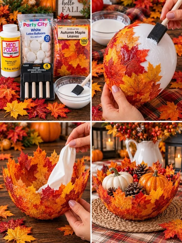 DIY Autumn Maple Leaf Bowl 🍁

Beautiful DIY autumn maple leaf bowl made with faux silk maple leaves and Mod Podge, perfect for fall centerpieces, Thanksgiving décor, harvest displays, and cozy autum...