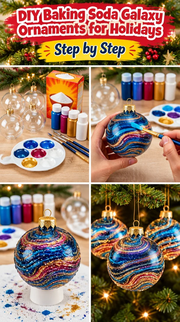 DIY baking soda galaxy ornaments for holiday decorations