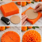 DIY Crepe Paper Marigold Flowers for Altar Decoration
